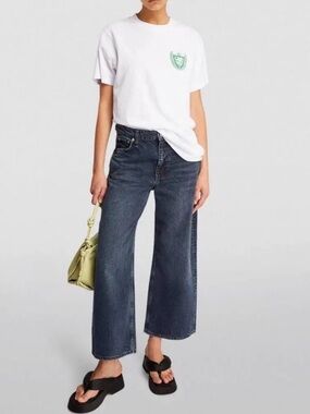 rag & bone Andi High Rise Ankle Wide Leg Jeans 27 - Timeless Indigo